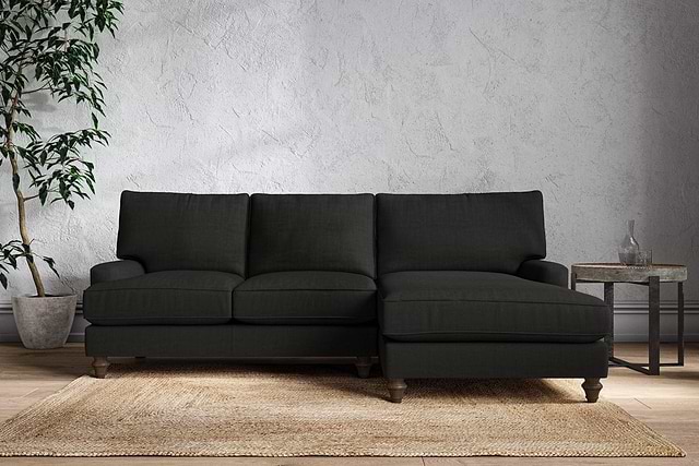 Marri Large Right Hand Chaise Sofa - Brera Linen Charcoal