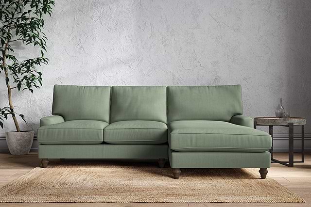 Marri Large Right Hand Chaise Sofa - Brera Linen Jade