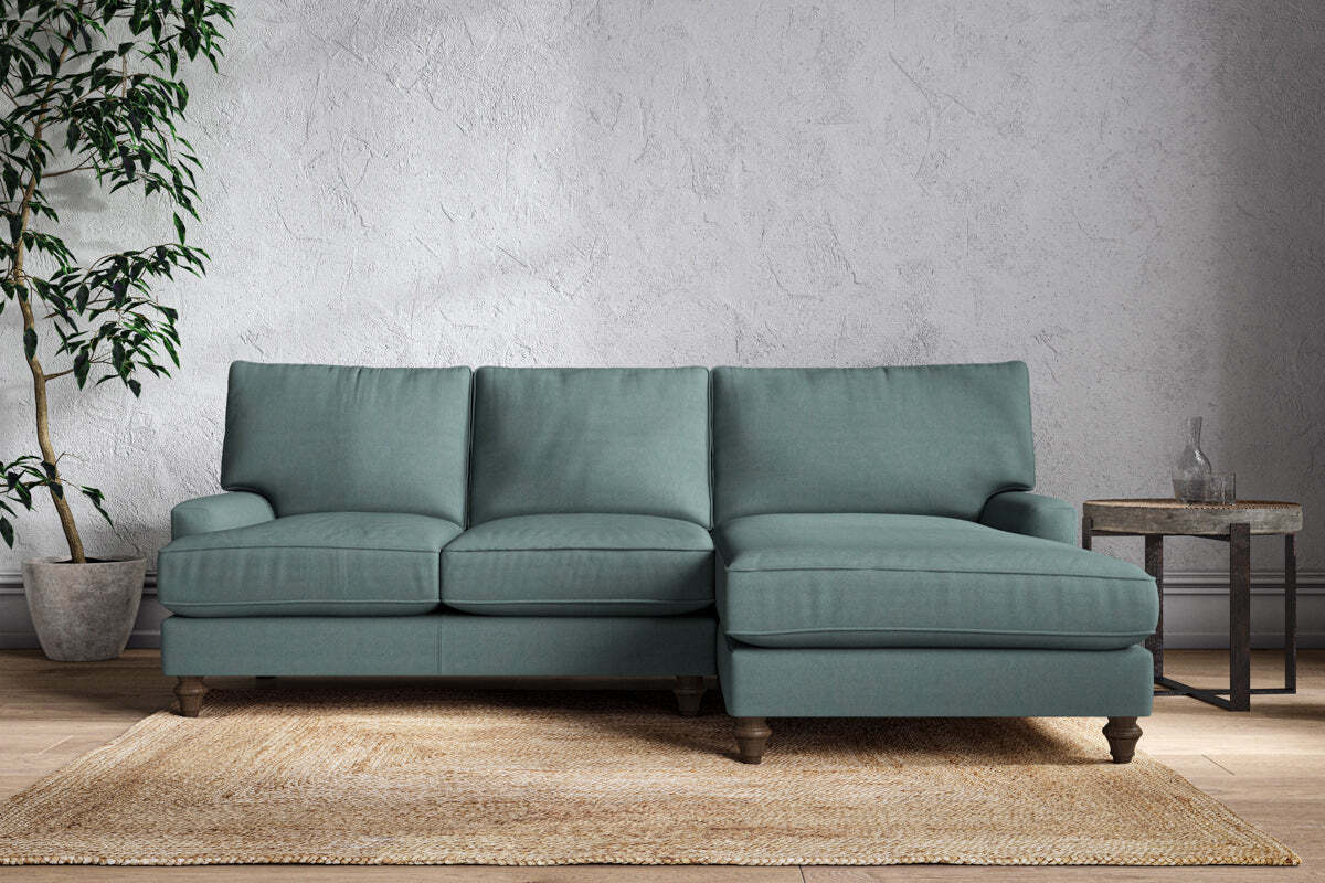Marri Large Right Hand Chaise Sofa - Recycled Cotton Airforce-MAKE TO ORDER-Nkuku