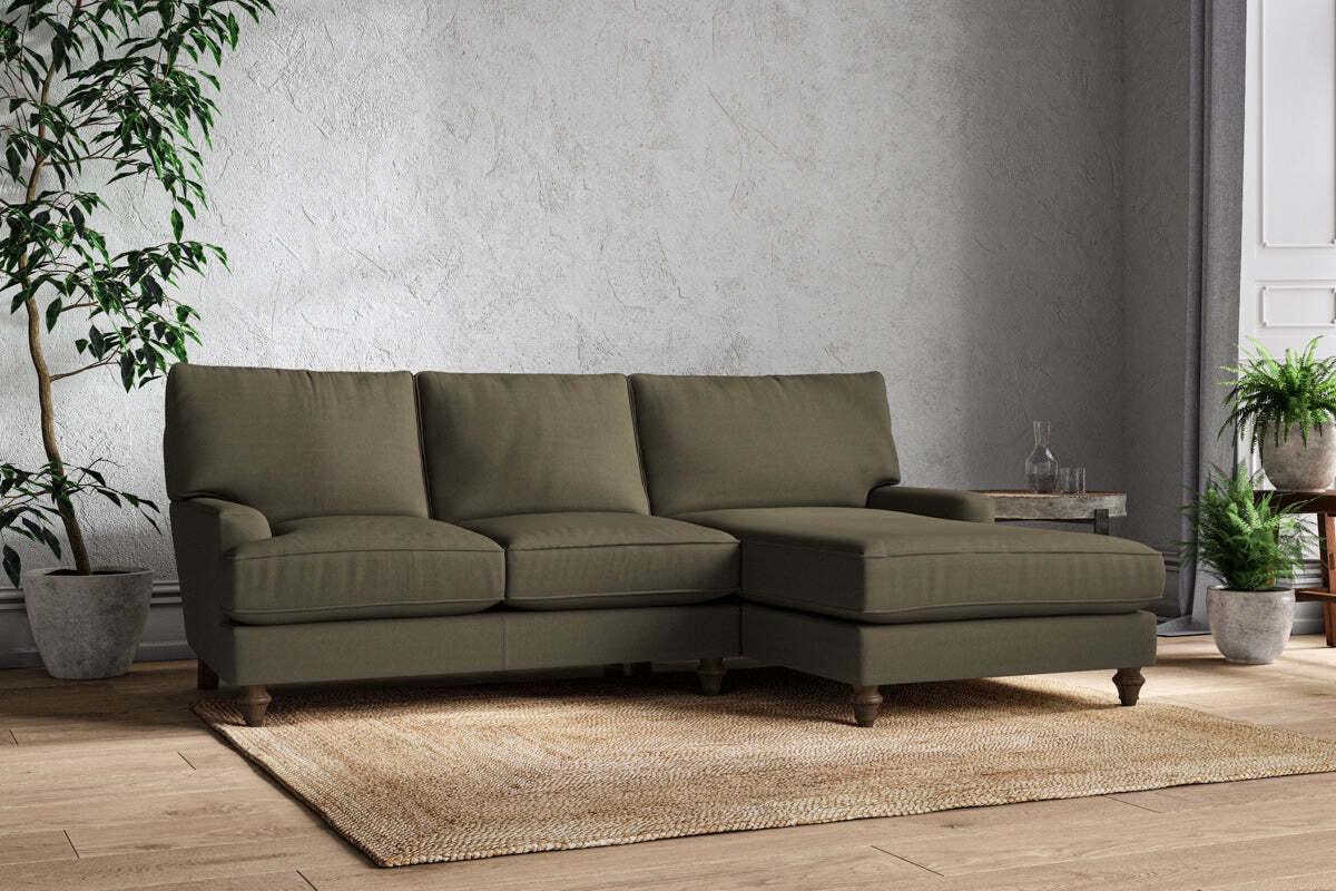 Marri Large Right Hand Chaise Sofa - Recycled Cotton Fatigue-MAKE TO ORDER-Nkuku