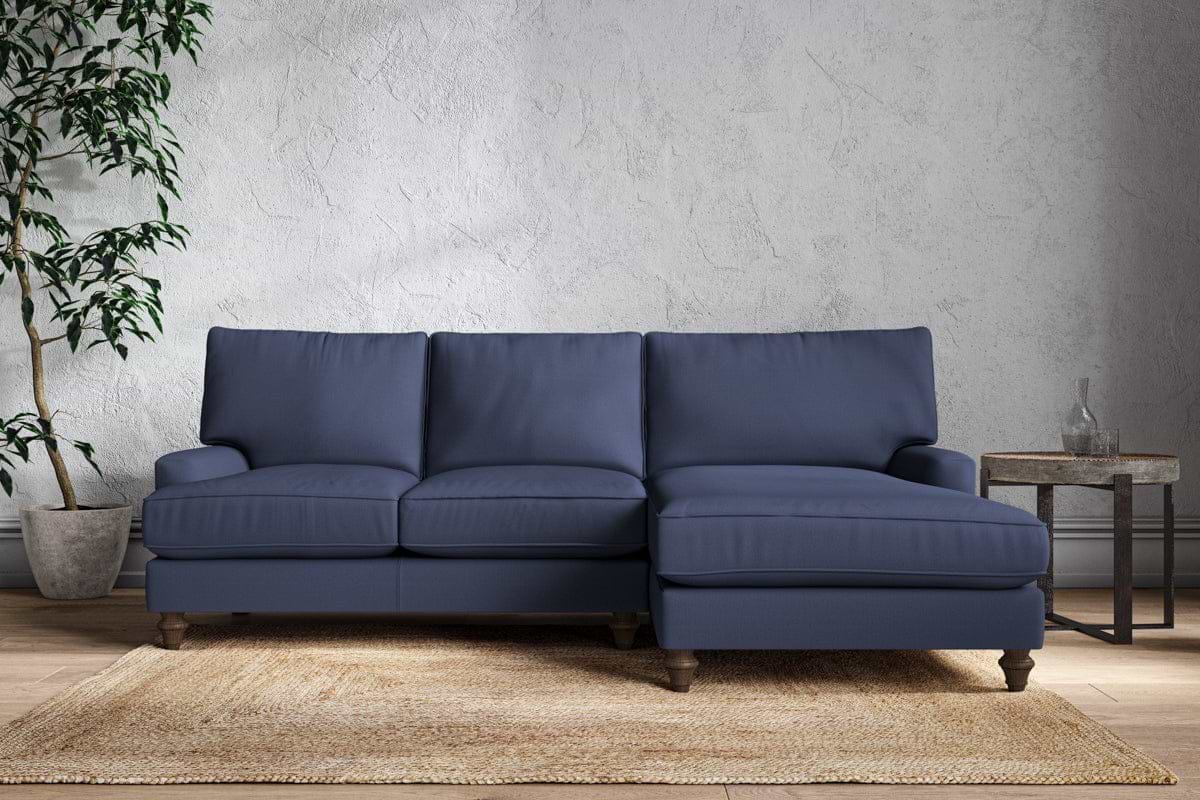 Marri Large Right Hand Chaise Sofa - Recycled Cotton Navy-MAKE TO ORDER-Nkuku