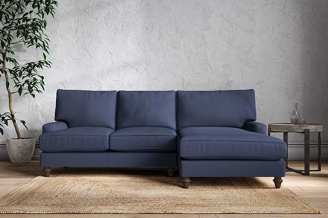 Marri Large Right Hand Chaise Sofa - Recycled Cotton Navy-MAKE TO ORDER-Nkuku