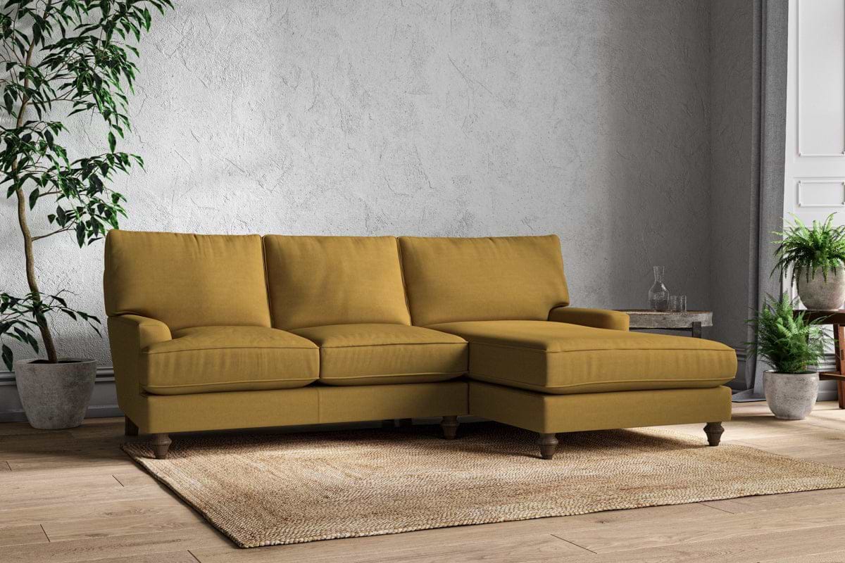 Marri Large Right Hand Chaise Sofa - Recycled Cotton Ochre-MAKE TO ORDER-Nkuku
