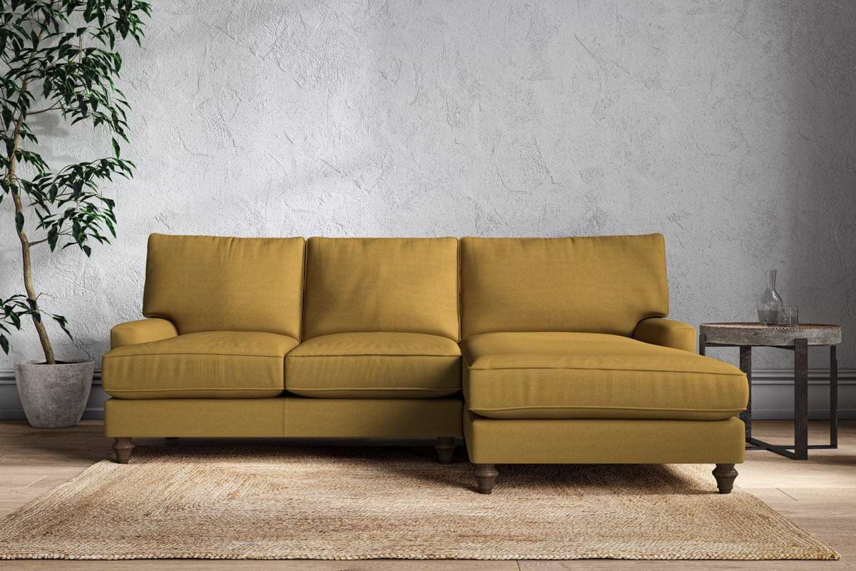 Marri Large Right Hand Chaise Sofa - Recycled Cotton Ochre-MAKE TO ORDER-Nkuku