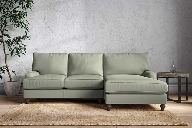 Marri Large Right Hand Chaise Sofa - Recycled Cotton Seaspray-MAKE TO ORDER-Nkuku