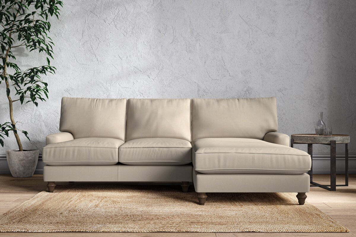Marri Large Right Hand Chaise Sofa - Recycled Cotton Stone-MAKE TO ORDER-Nkuku