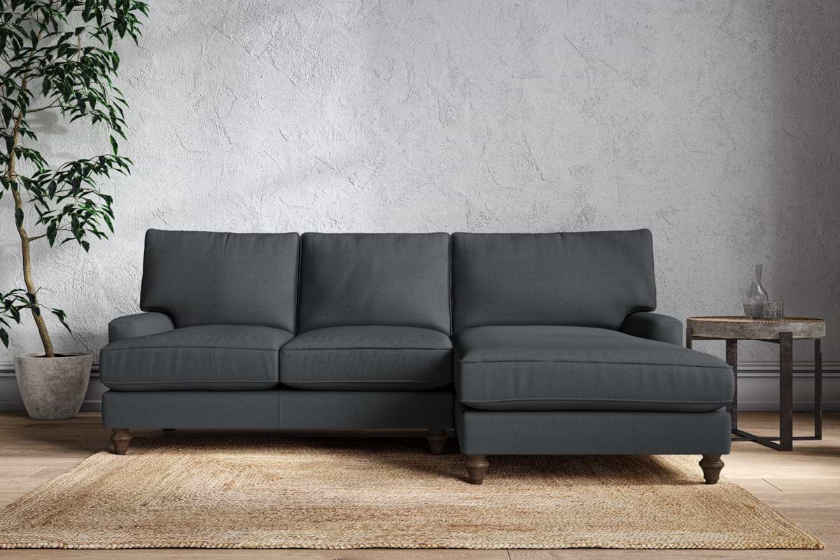 Marri Large Right Hand Chaise Sofa - Recycled Cotton Thunder-MAKE TO ORDER-Nkuku