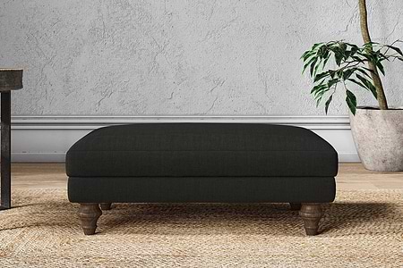 Marri Medium Footstool - Brera Linen Charcoal