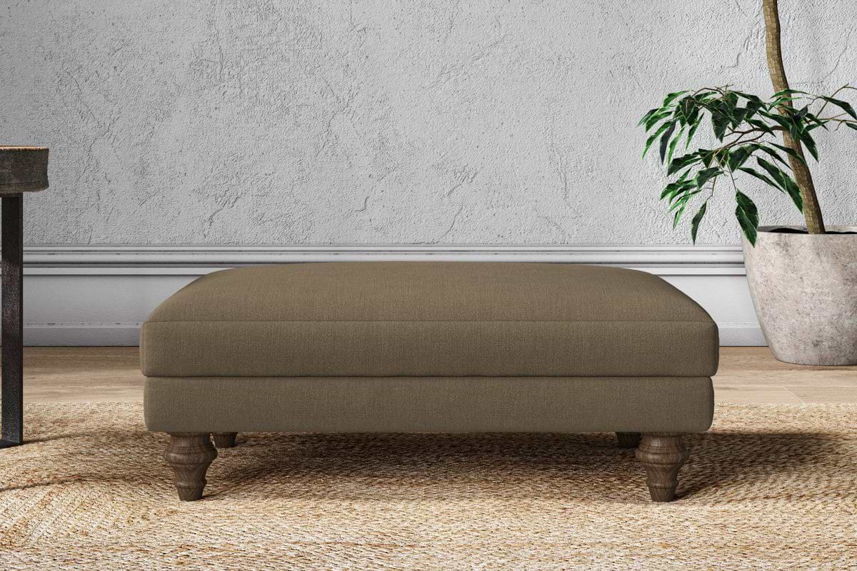 Marri Medium Footstool - Brera Linen Chestnut-MAKE TO ORDER-Nkuku