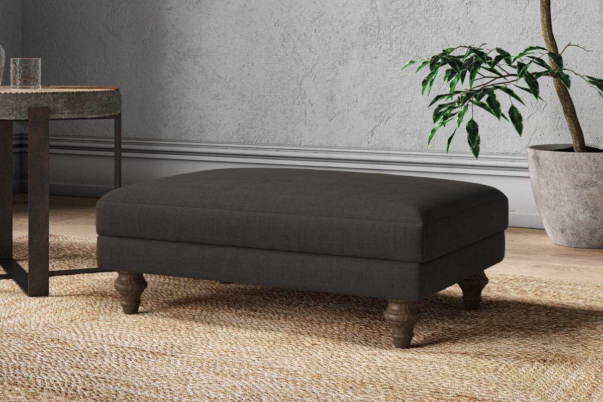 Marri Medium Footstool - Brera Linen Espresso