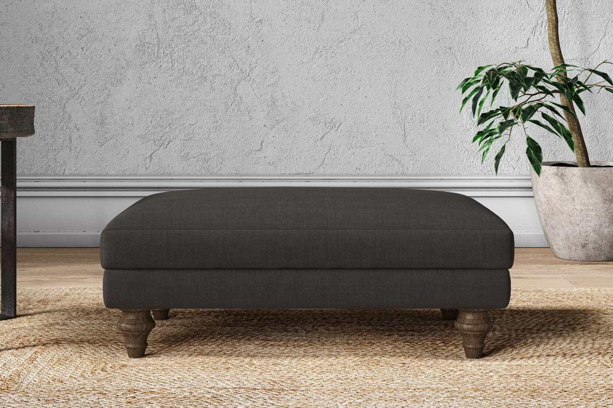 Marri Medium Footstool - Brera Linen Espresso-MAKE TO ORDER-Nkuku