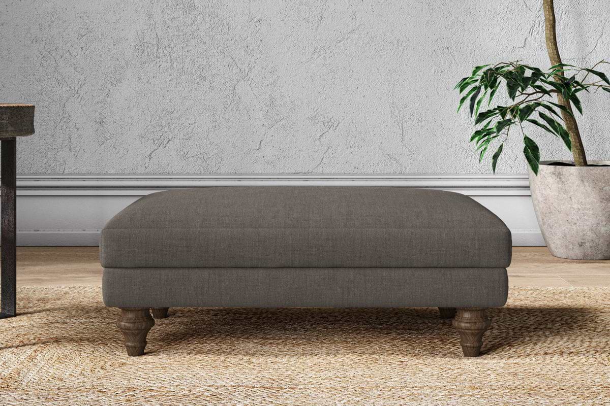 Marri Medium Footstool - Brera Linen Granite-MAKE TO ORDER-Nkuku
