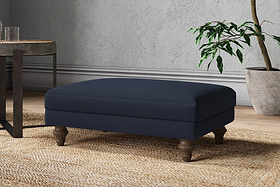 Marri Medium Footstool - Brera Linen Indigo