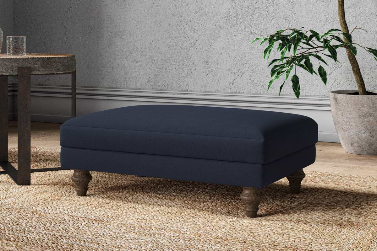 Marri Medium Footstool - Brera Linen Indigo