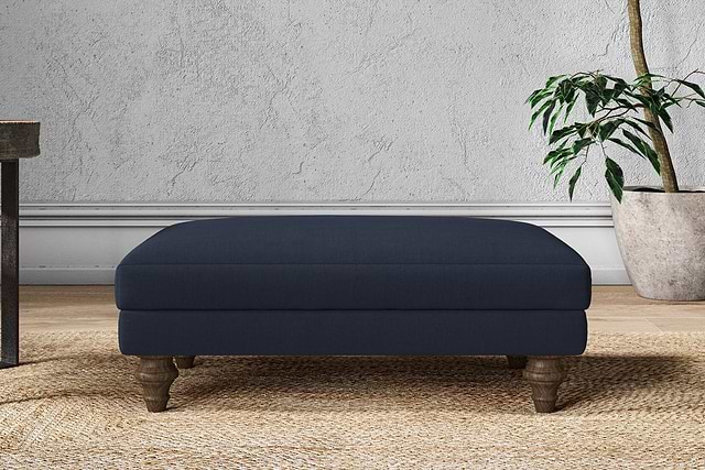 Marri Medium Footstool - Brera Linen Indigo