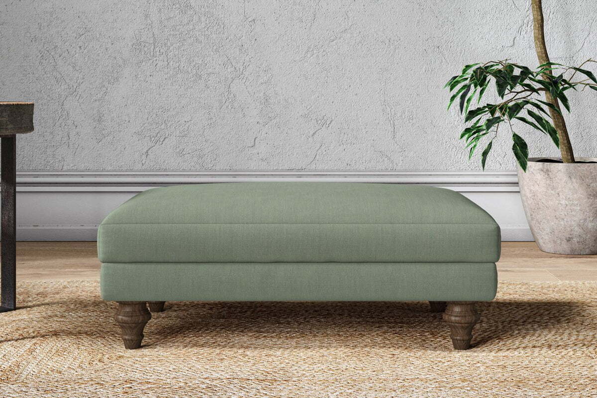 Marri Medium Footstool - Brera Linen Jade-MAKE TO ORDER-Nkuku