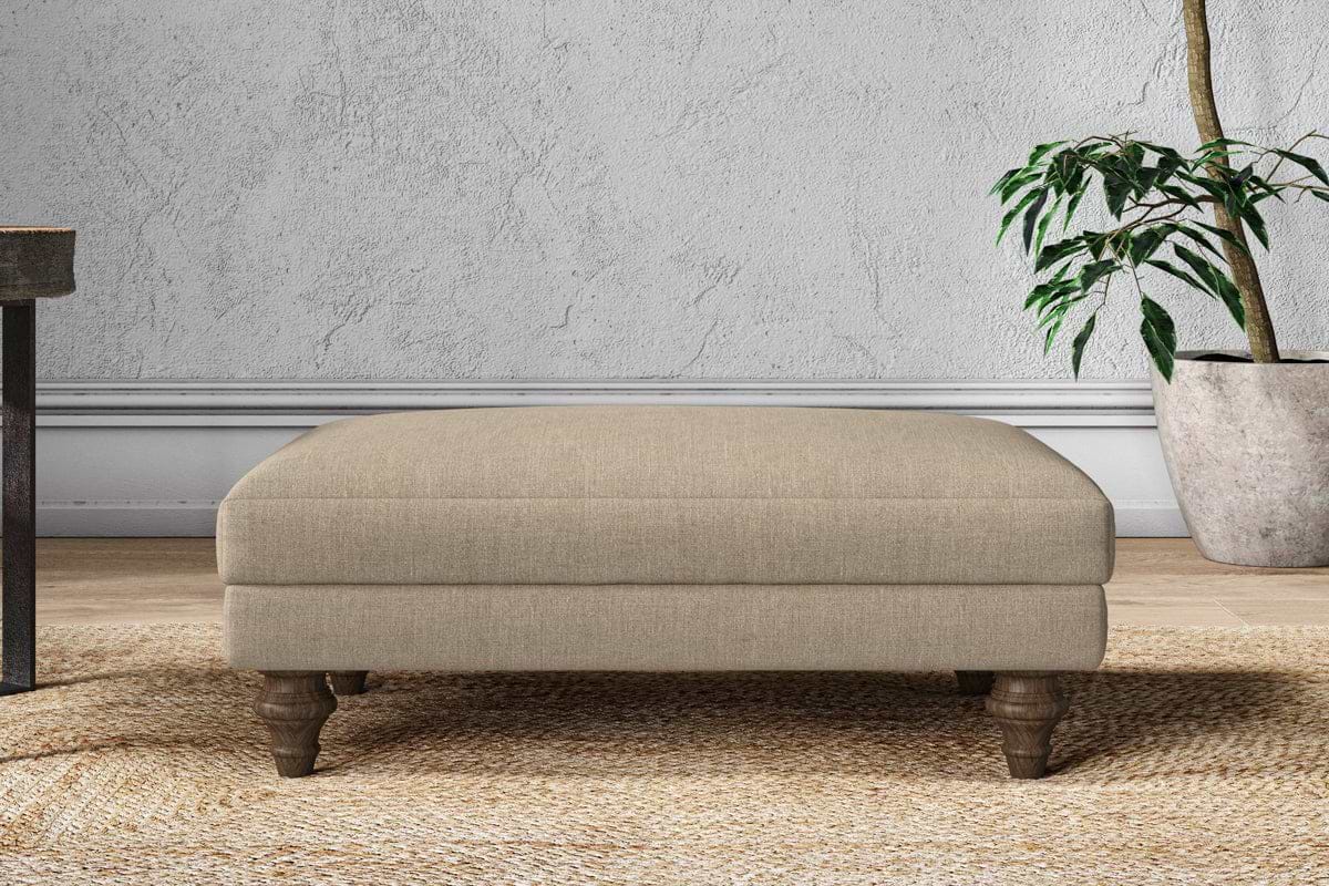 Marri Medium Footstool - Brera Linen Pebble-MAKE TO ORDER-Nkuku