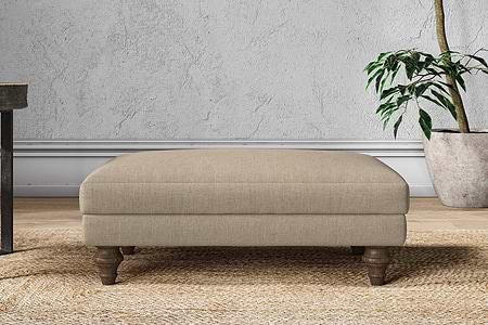 Marri Medium Footstool - Brera Linen Pebble