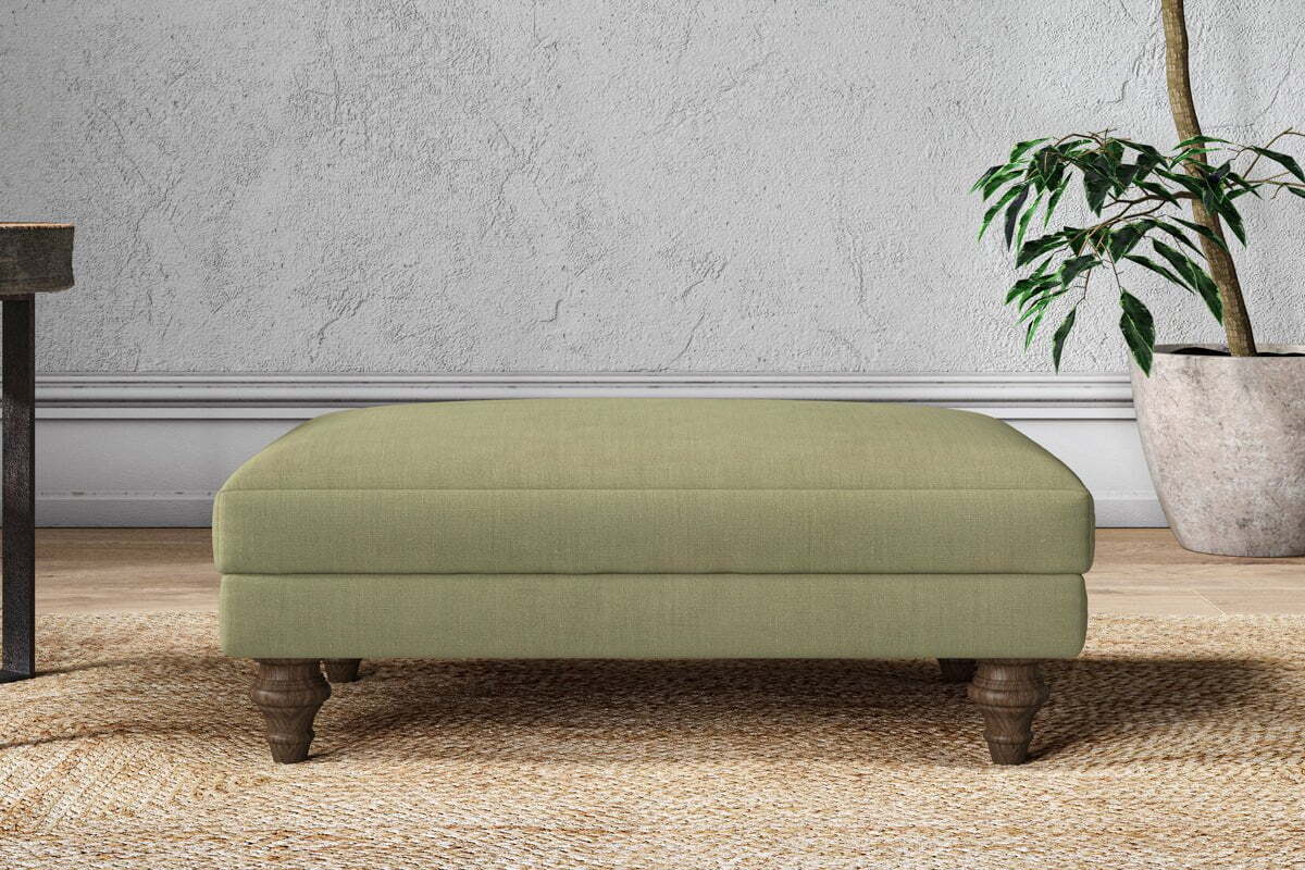 Marri Medium Footstool - Brera Linen Sage-MAKE TO ORDER-Nkuku