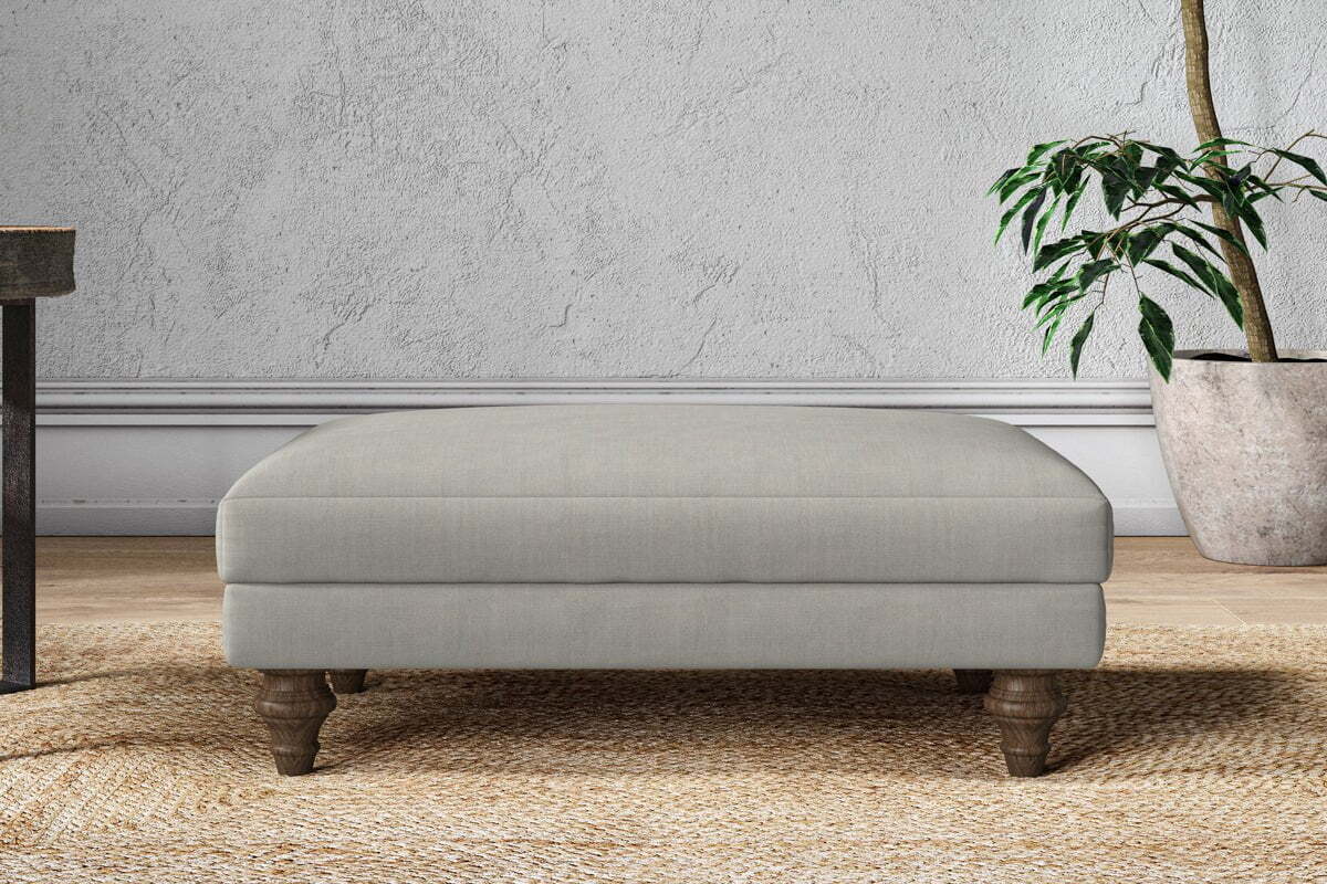 Marri Medium Footstool - Brera Linen Smoke-MAKE TO ORDER-Nkuku