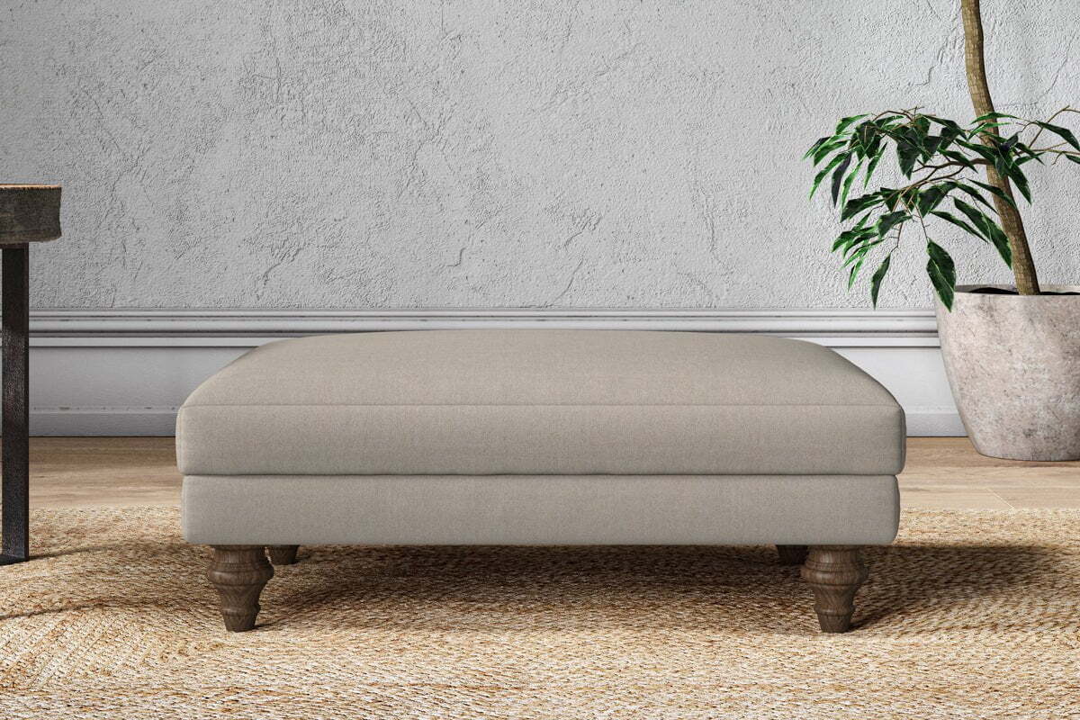 Marri Medium Footstool - Recycled Cotton Flax-MAKE TO ORDER-Nkuku