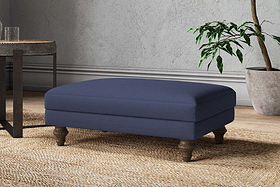 Marri Medium Footstool - Recycled Cotton Navy-MAKE TO ORDER-Nkuku