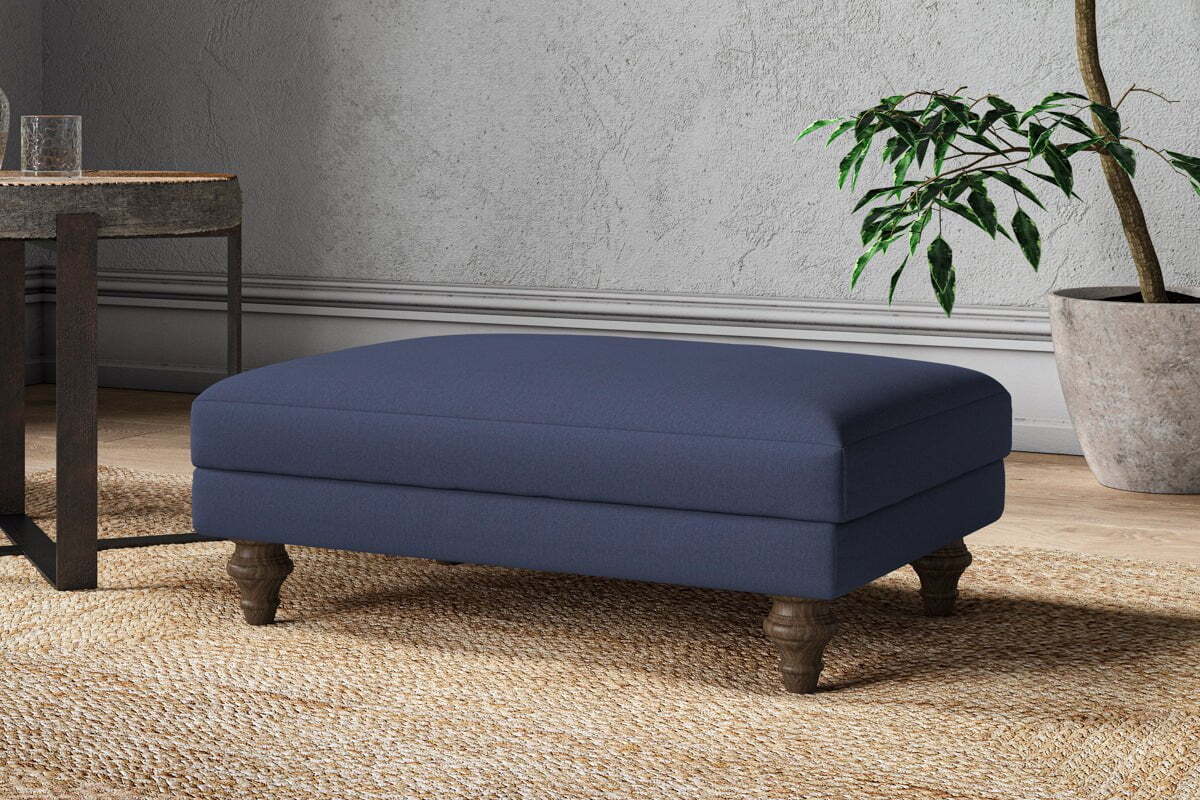 Marri Medium Footstool - Recycled Cotton Navy-MAKE TO ORDER-Nkuku