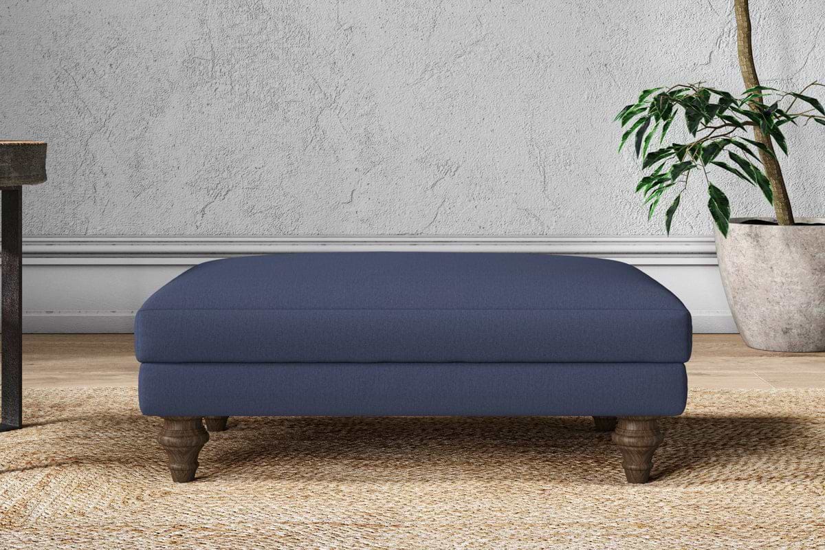 Marri Medium Footstool - Recycled Cotton Navy-MAKE TO ORDER-Nkuku