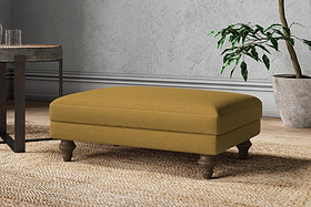 Marri Medium Footstool - Recycled Cotton Ochre-MAKE TO ORDER-Nkuku