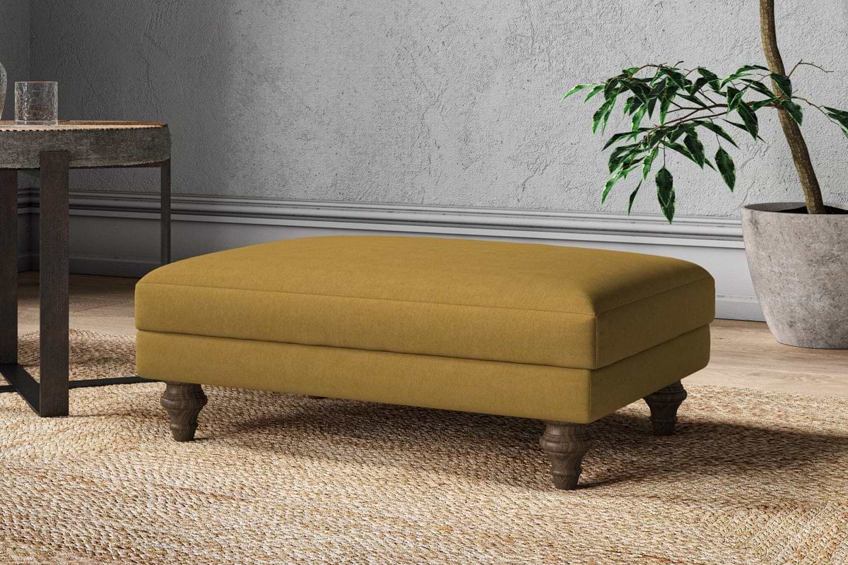 Marri Medium Footstool - Recycled Cotton Ochre-MAKE TO ORDER-Nkuku