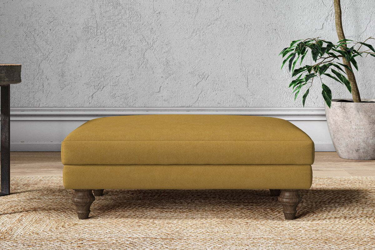 Marri Medium Footstool - Recycled Cotton Ochre-MAKE TO ORDER-Nkuku