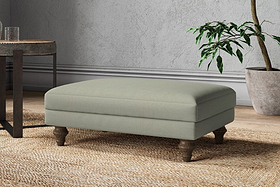 Marri Medium Footstool - Recycled Cotton Seaspray-MAKE TO ORDER-Nkuku