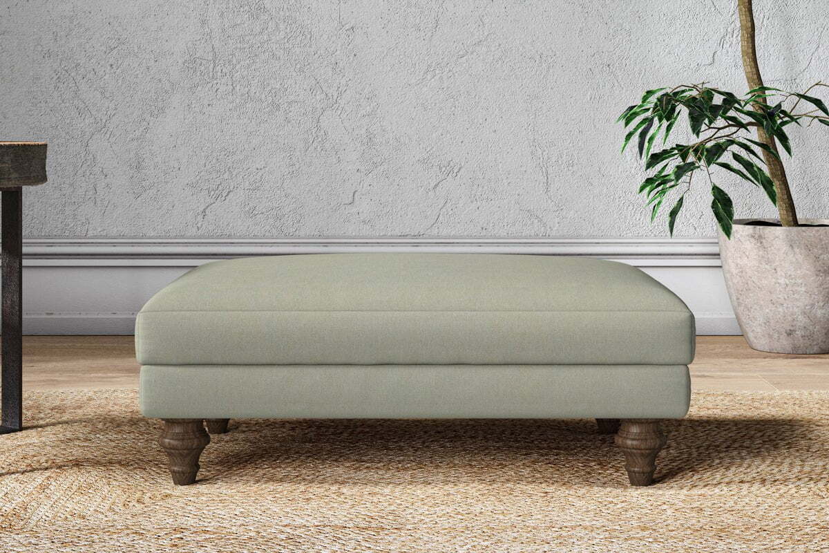 Marri Medium Footstool - Recycled Cotton Seaspray-MAKE TO ORDER-Nkuku