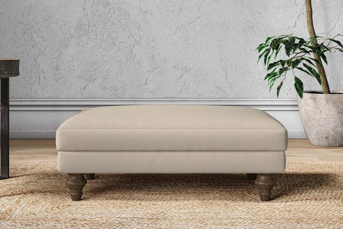 Marri Medium Footstool - Recycled Cotton Stone-MAKE TO ORDER-Nkuku