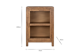 Mendani Mango Wood & Fluted Glass Glass Low Cabinet - Walnut Stain