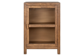 Mendani Mango Wood & Fluted Glass Glass Low Cabinet - Walnut Stain