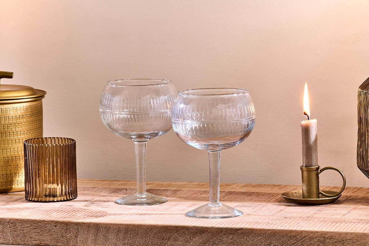 Mila Gin Glass - Clear - (Set of 2)-GLASSWARE-Nkuku