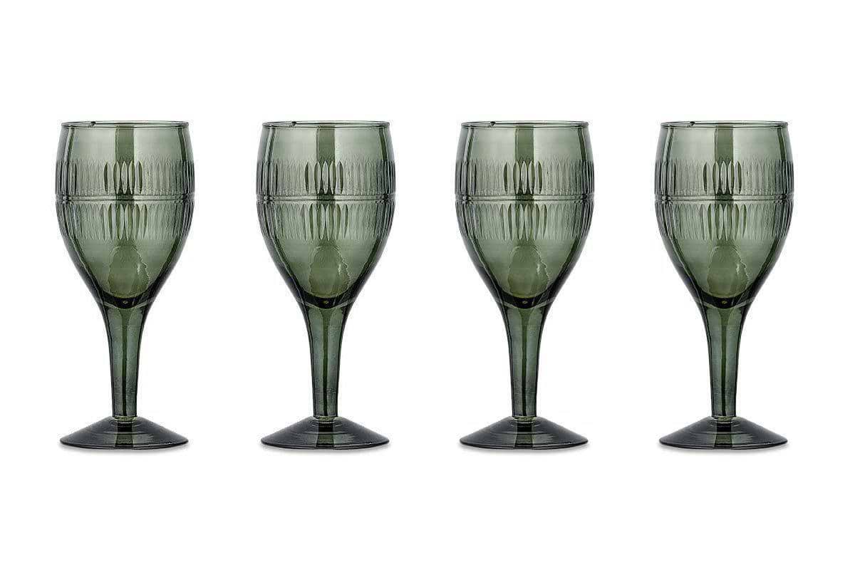 Mila Wine Glass - Dark Emerald (Set of 4)-GLASSWARE-Nkuku