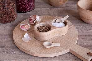 Milaku Mango Wood Salt & Pepper Server - Natural