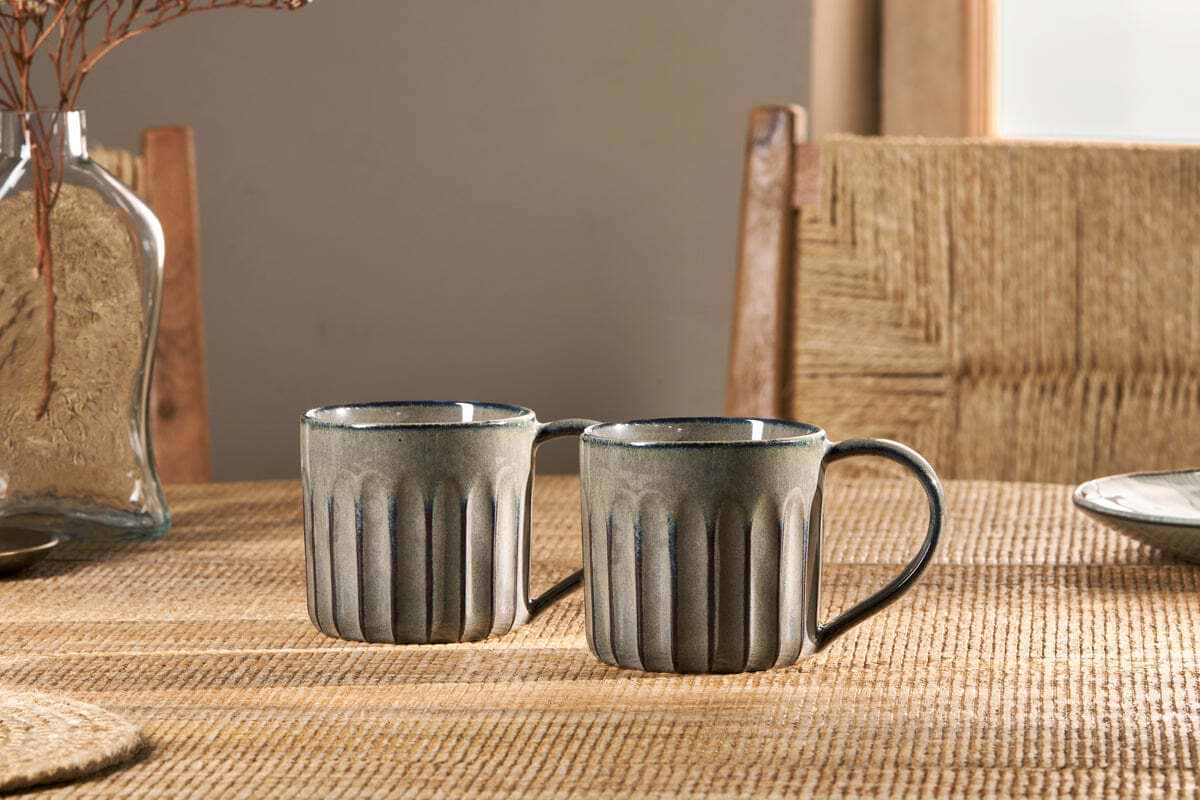 Moda Mug - Pewter (Set of 2)-TABLEWARE-Nkuku
