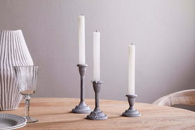 Moremi Candle Holders - Aged Zinc - (Set of 3)-CANDLES HOLDERS & LANTERNS-Nkuku