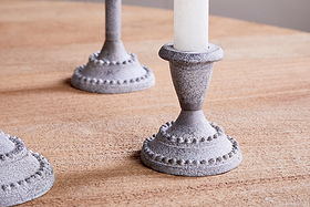 Moremi Candle Holders - Aged Zinc - (Set of 3)-CANDLES HOLDERS & LANTERNS-Nkuku