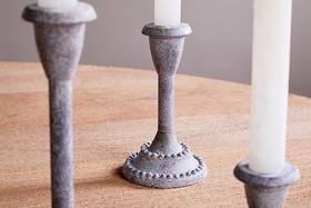 Moremi Candle Holders - Aged Zinc - (Set of 3)-CANDLES HOLDERS & LANTERNS-Nkuku