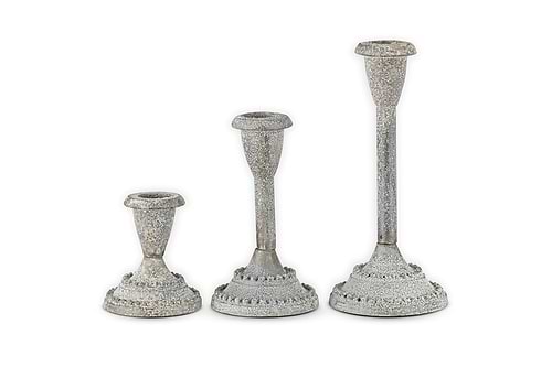 Moremi Candle Holders - Aged Zinc - (Set of 3)-CANDLES HOLDERS & LANTERNS-Nkuku