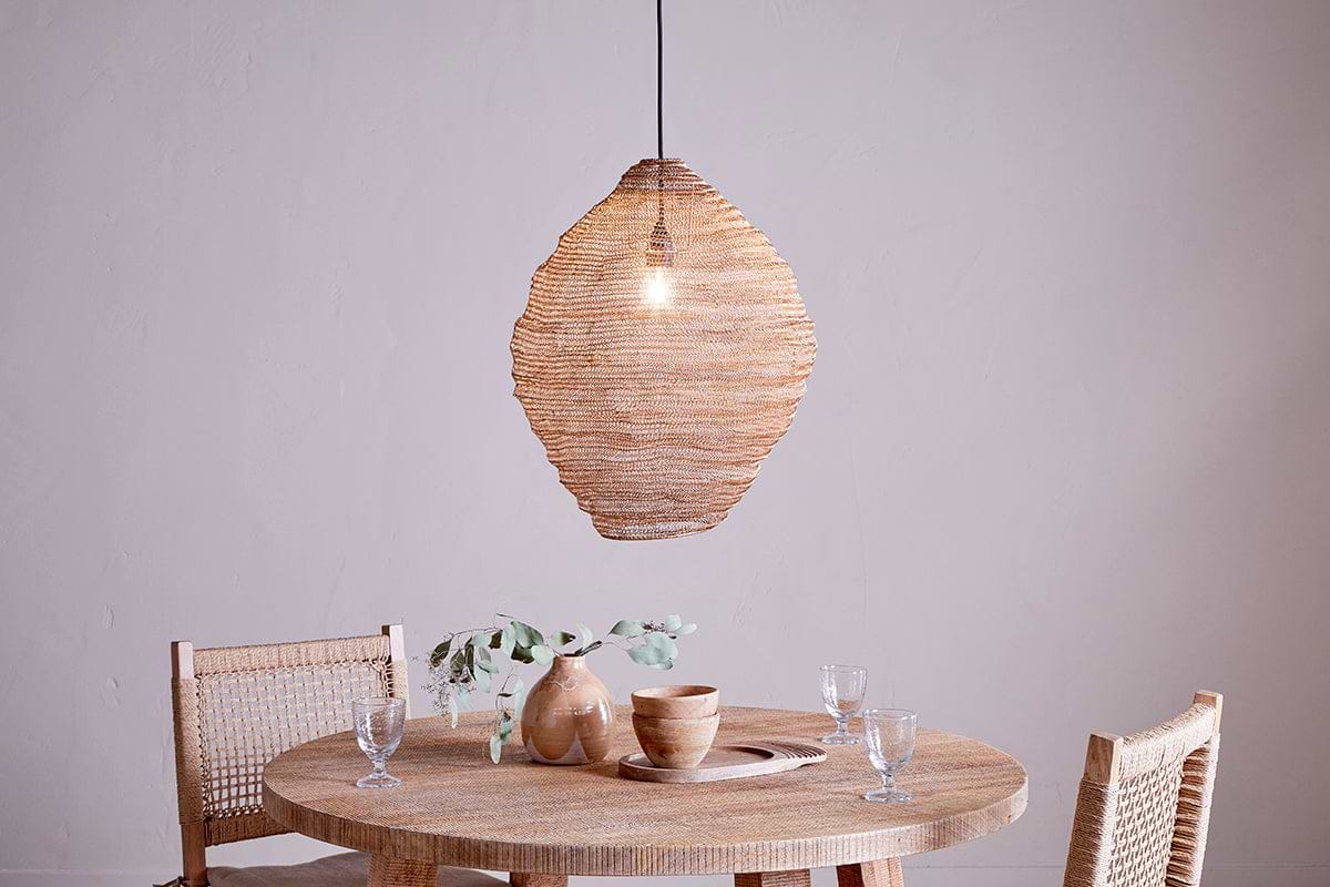 Mukuni Wire Lampshade - Brass - Large-SHADES-Nkuku