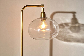 Mulia Recycled Glass Floor Lamp - Antique Brass-LAMPS-Nkuku