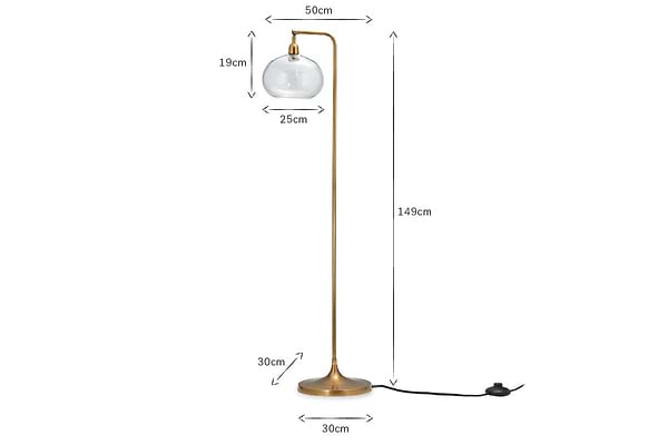 Mulia Recycled Glass Floor Lamp - Antique Brass-LAMPS-Nkuku
