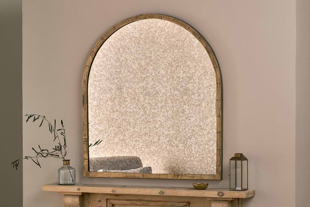 Murwara Antique Glass Arched Mirror - Antique Brass-MIRRORS-Nkuku