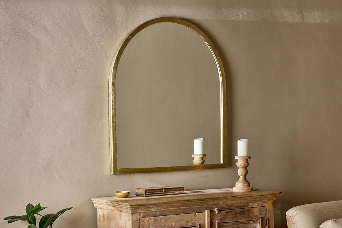 Murwara Arch Mirror - Antique Brass-MIRRORS-Nkuku