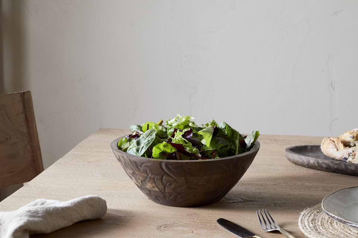 Nyati Wooden Serving Bowl - Dark Brown - Small-SERVEWARE-Nkuku